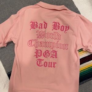 RARE pink Genius faux PGA golf polo